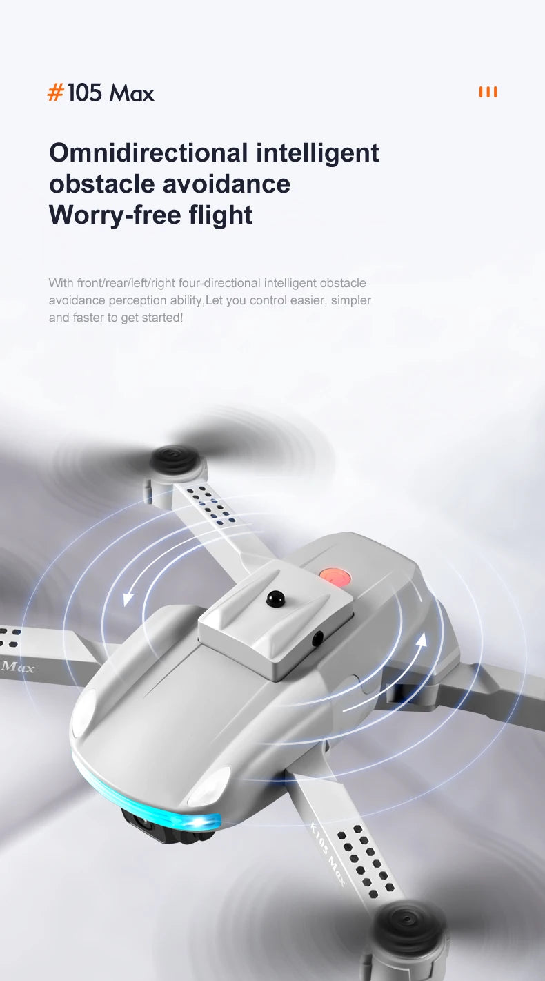 JINHENG K105 Max Drone - 4K HD Dual Camera With Obstacle Avoidance WiFi Fpv Foldable Quadcopter Toys For Children Hobbie 30 JINHENG K105 Max Drone, 105 max omnidirectional intelligent obstacle avoidance worry-free flight