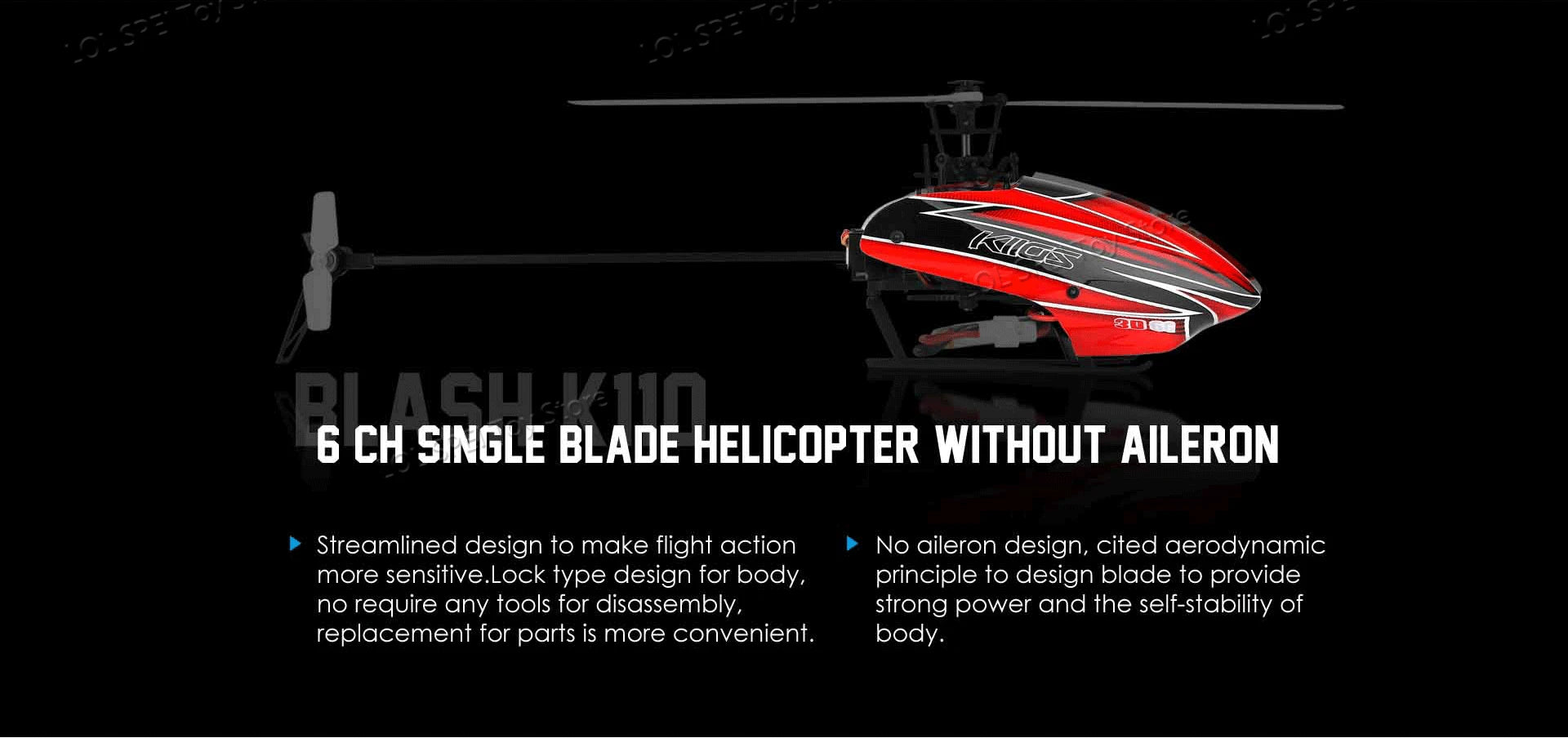 Wltoys XK K110s RC Helicopter, no aileron design, cited aerodynamic more sensitive . blade to provide