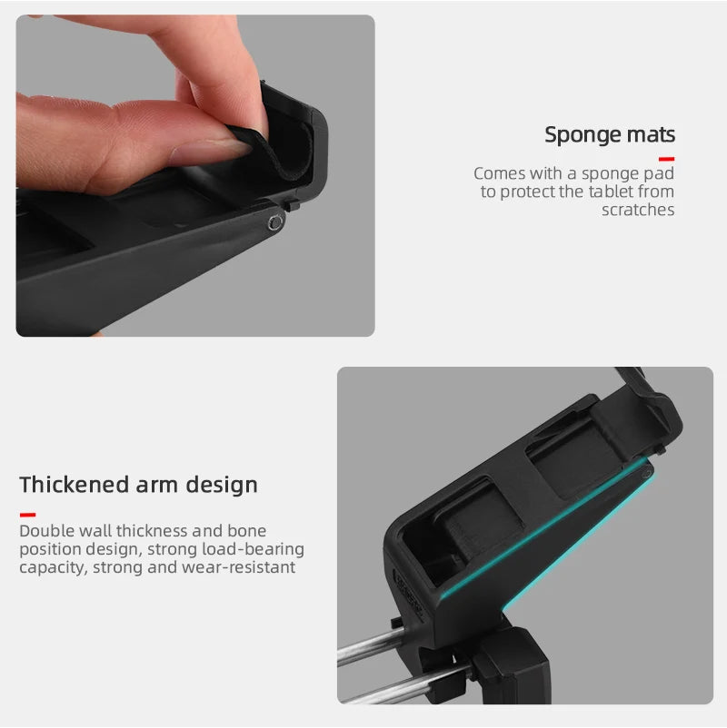 Tablet Holder, tablet comes with a sponge to protect the tablet from scratches Thickened arm design Double wall