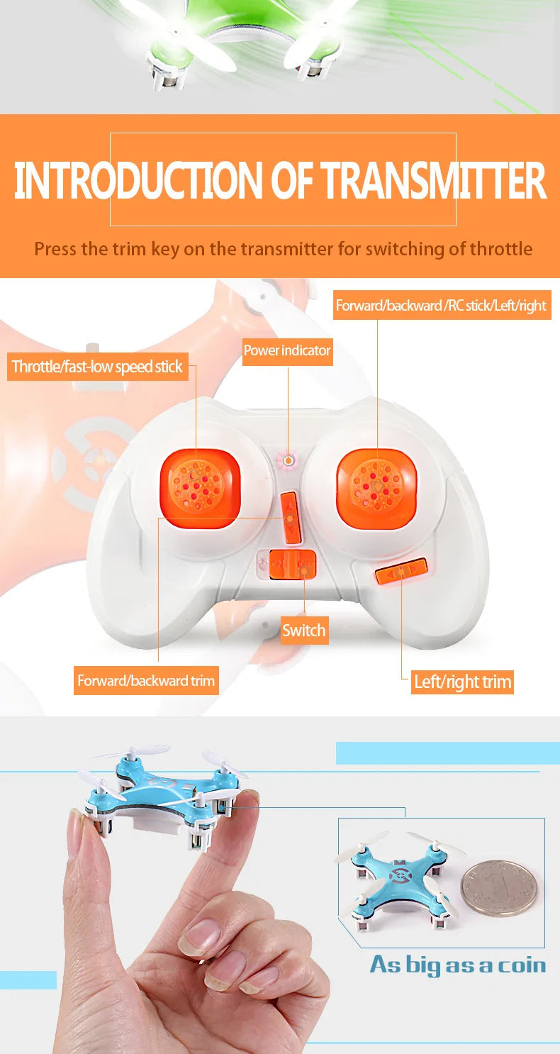 Cheerson CX10 Mini Drone - 4CH 2.4G RC Remote Control Drone Quadcopter Helicopter LED CX 10 Mini Done Toys Gift For Children Gift 18 Cheerson CX10 Mini Drone, introduction of transmitter press the trim on the transmitter for switching of throttle forward