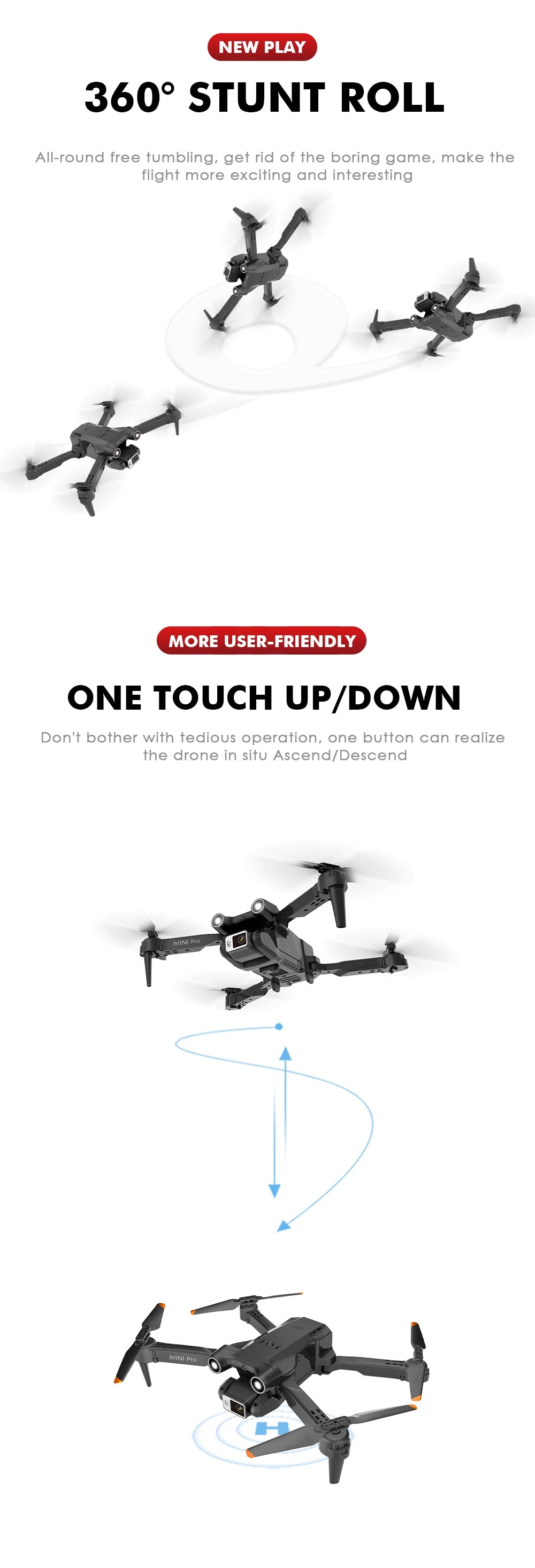 E63 Drone, new play 3600 stunt roll all-round free tumbling,