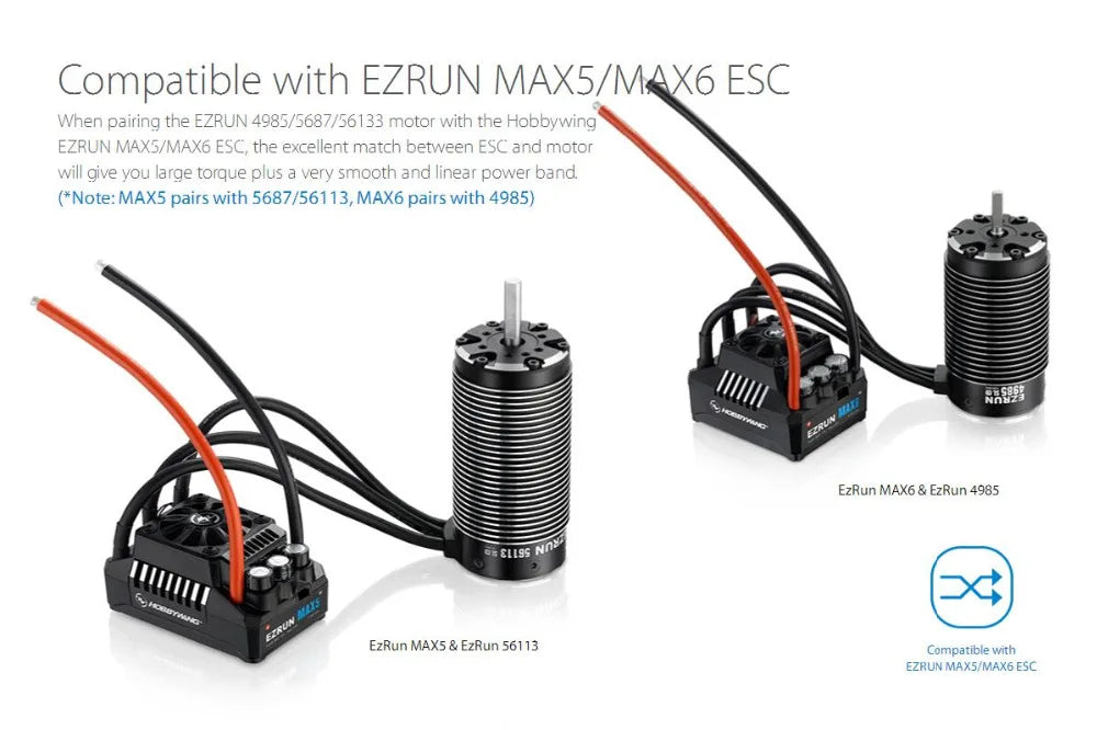 EZRUN 4985/5687/56133 motor is compatible with the Hobbywing
