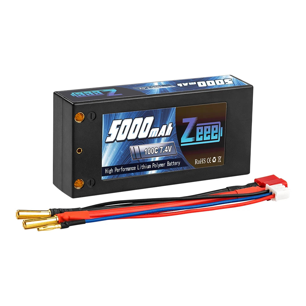 Zeee 2S 7.4V 100C 5000mAh Shorty Lipo Battery, Epdban Zud 74V 03 Lithiun Polyier Battery High Perforn