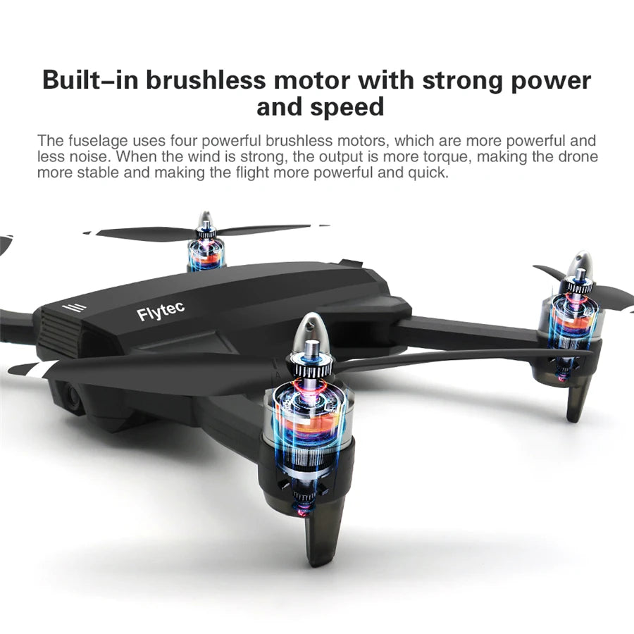 Flytec T15 Drone, built-in brushless motor with strong power and speed Flytec drone uses four powerful brushless