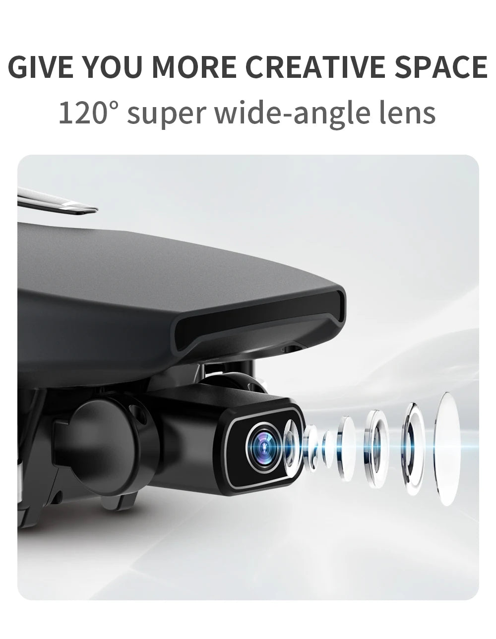 G108 Pro MAx Drone, GIVE YOU MORE CREATIVE SPACE 1209 super wide-angle lens