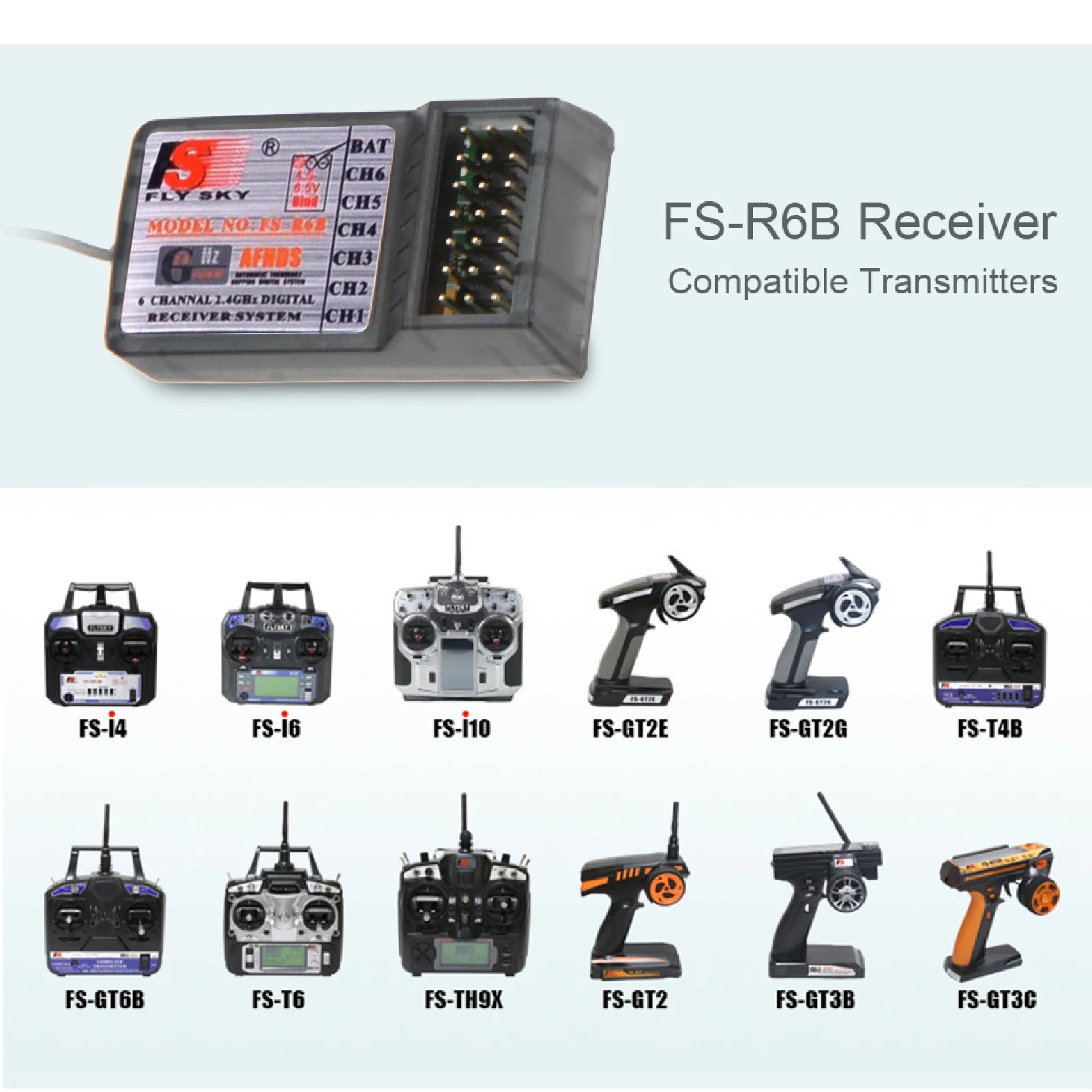 FlySky FS-R6B 2.4Ghz 6CH Receiver, FS-R6B 2.4G