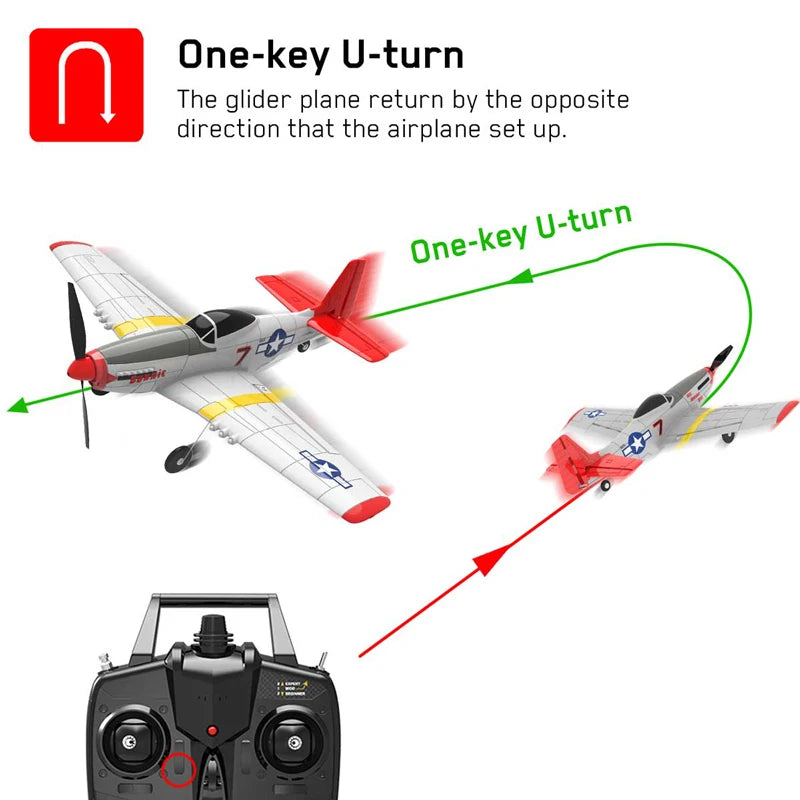 glider plane return by the opposite direction that the airplane set up: U-turn One-