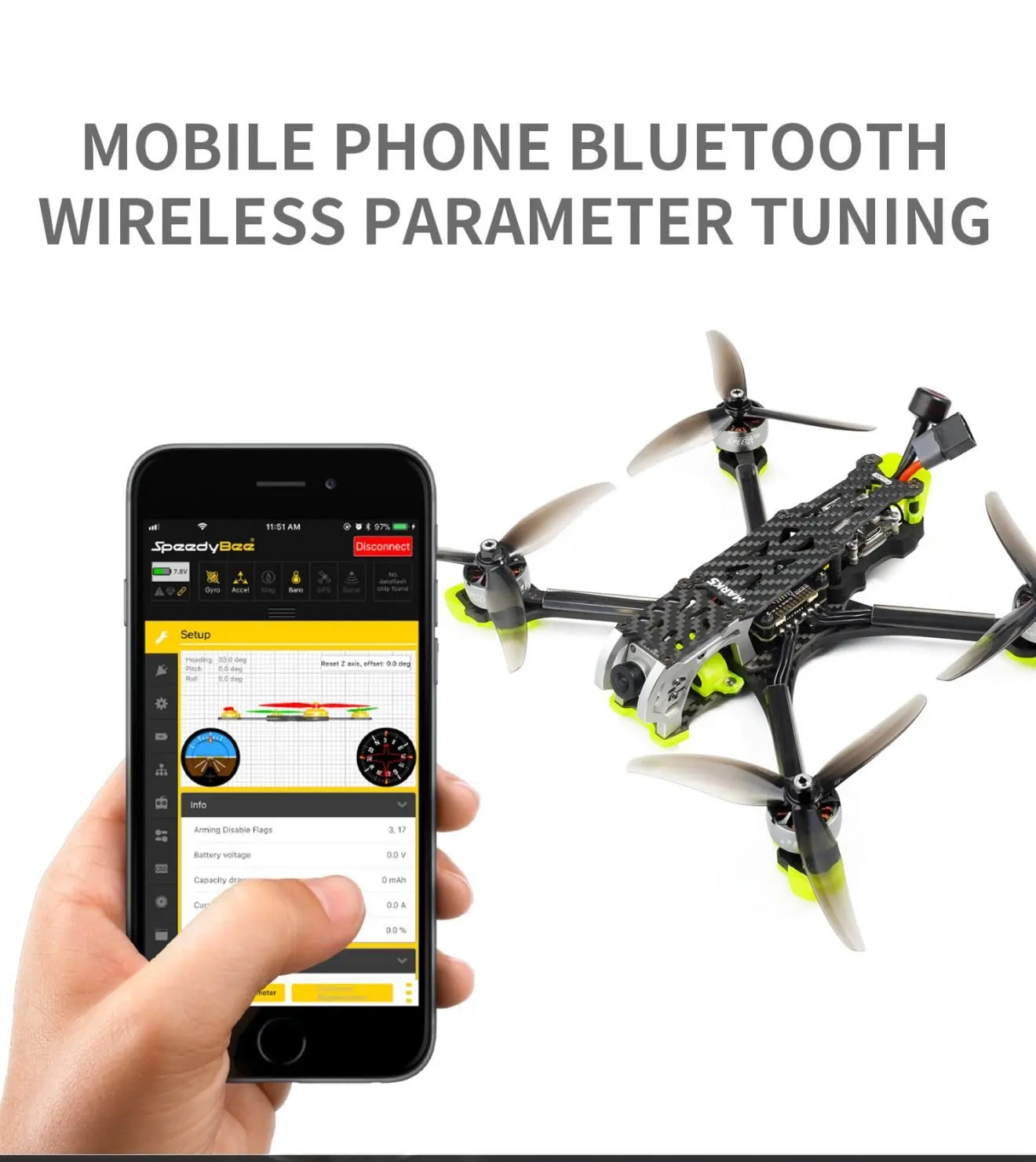 GEPRC MARK5 FPV Drone, MOBILE PHONE BLUETOOTH WIRELESS PARAMETER T