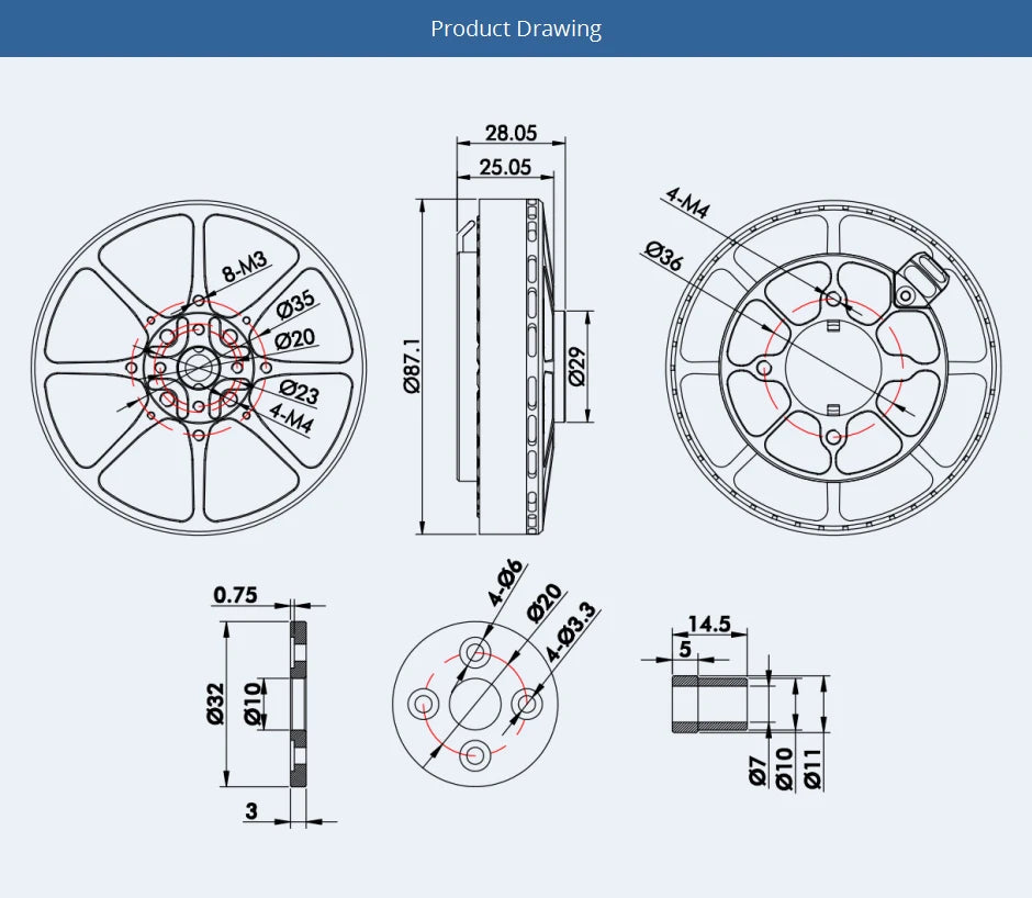 T-motor U8 Lite L KV95 KV110 Motor SPECIFIC