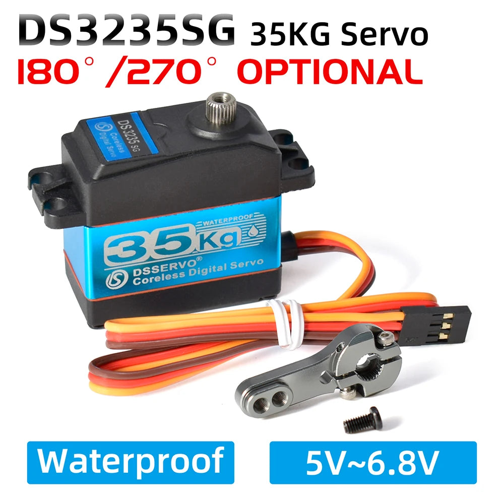 Dsservo DS3235 - 7.4V 35KG 180/270 Degree 0.11 sec/60° Waterproof Servo Metal Gear Digital Servo Baja Servo w/Metal Arm for 1/8 1/10 1/12 RC Cars