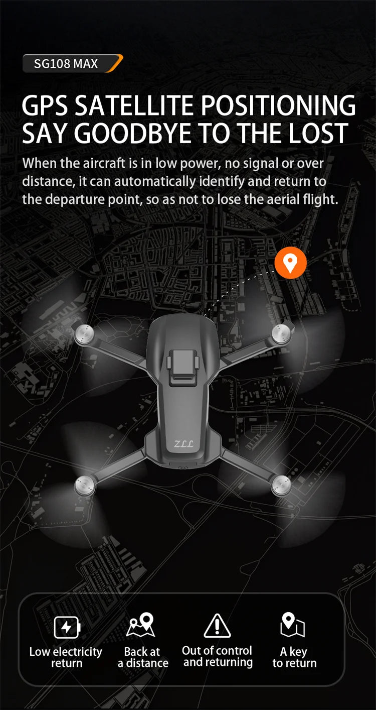 SG108 MAX - 4K Mini Drone, sg108 max gps satellite positioning says goodbye to