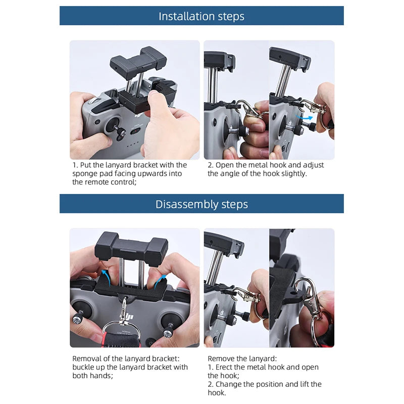 Remote Control Hook Holder Strap, adjust the angle of the hook slightly with the sponge pad facing pwards into the angle
