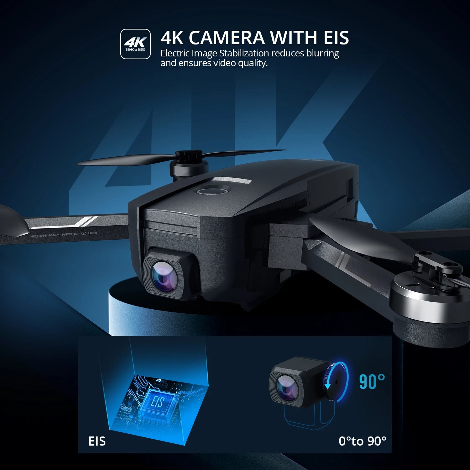 Holy Stone HS720E Upgraded 4K HD Drone, 4K CAMERA WITH EIS 3840* 2i60 Electric Image Stabilization