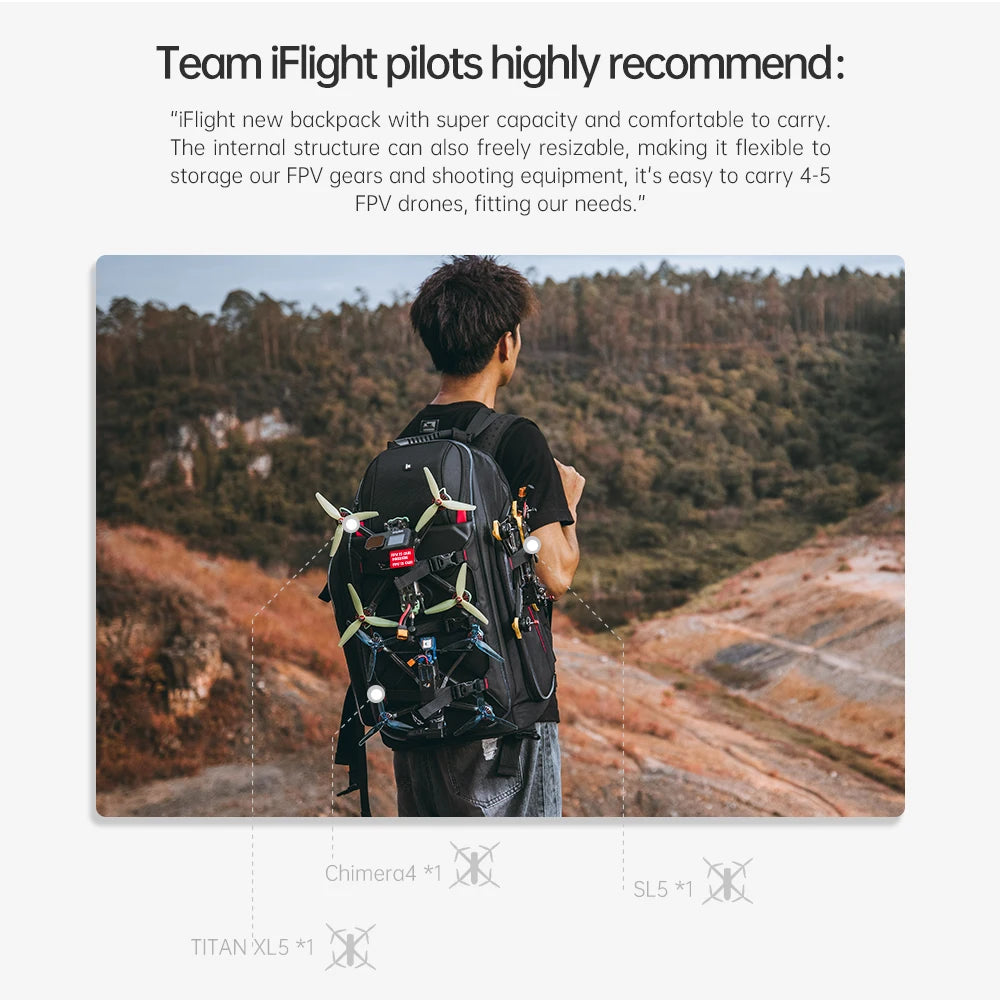 IFlight FPV Drone Backpack, iFlight new backpack with super capacity and comfortable to carry . the internal structure can