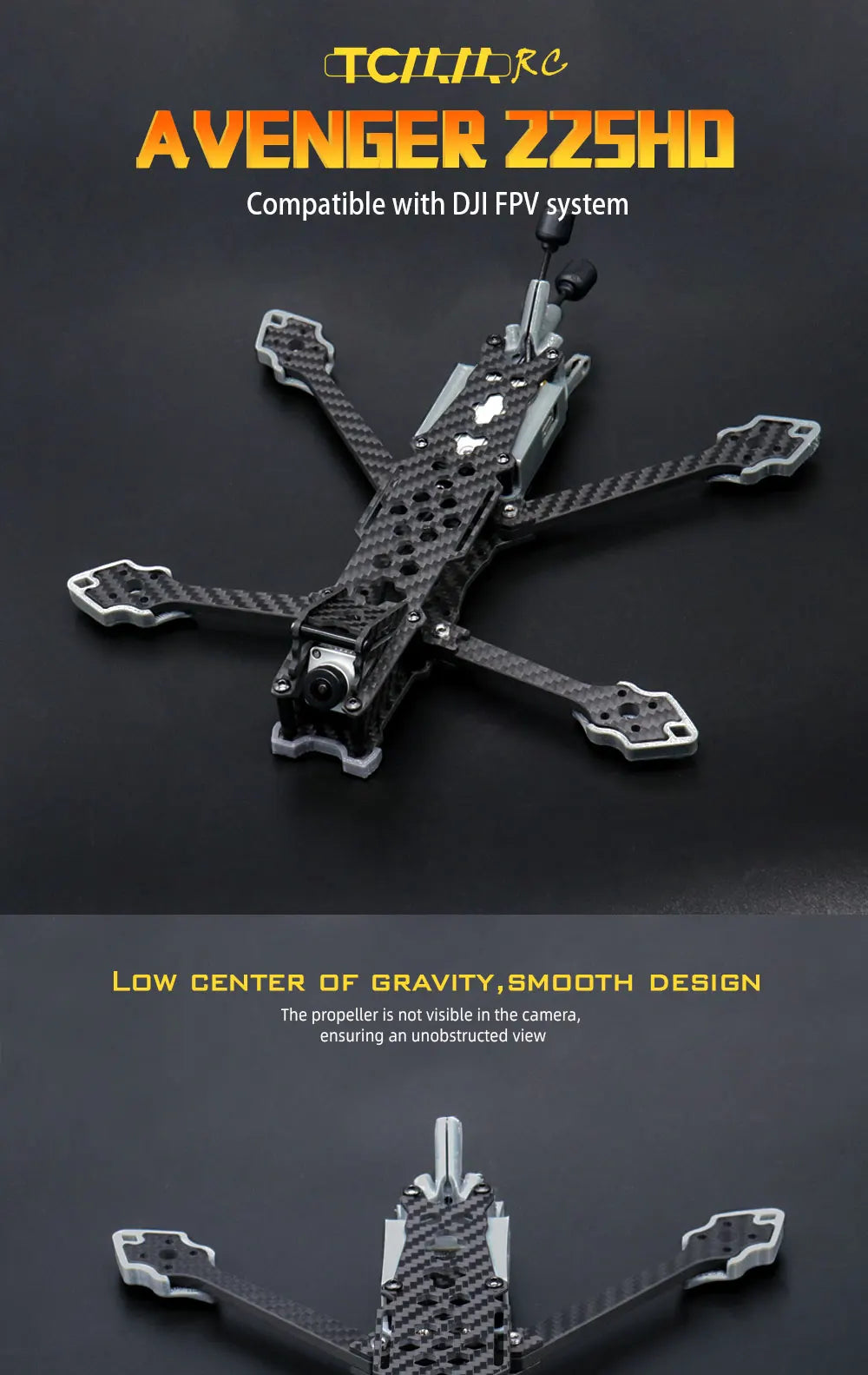 5-Inch FPV frame Kit, TCIIRC AVENGER zZSHn Compatible with DJI FP