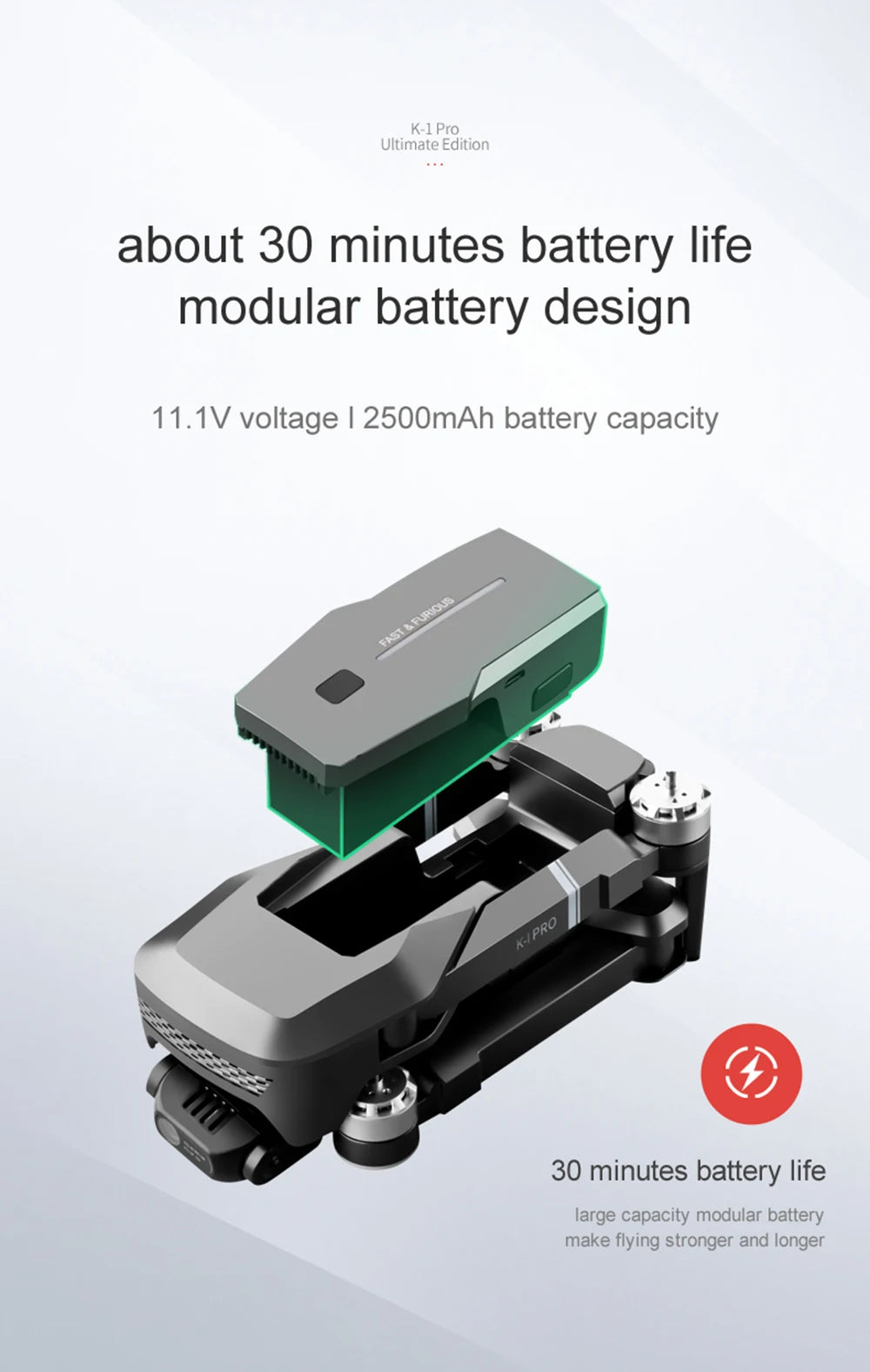 VISUO ZEN K1 PRO Drone - 4K HD Camera 2 Axis Gimbal WiFi FPV GPS 5G 600M Distance Professional Drones Brushless Foldable Quadcopter Professional Camera Drone 31 VISUO ZEN K1 PRO Drone, K-1 Pro Ultimate Edition about 30 minutes battery life large capacity modular battery make flying stronger and longer
