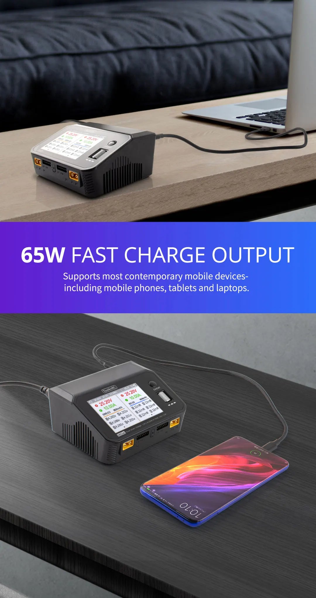 ToolkitRC M6DAC Charger - 350W x 2 USB-C 65W AC DC Dual Smart Charger Discharger Battery Balance for 1-6S Lipo LiHV Lion NiMh Pb Cell 12 ToolkitRC M6DAC Charger, Supports most contemporary mobile devices- including mobile phones, tablets and laptops .