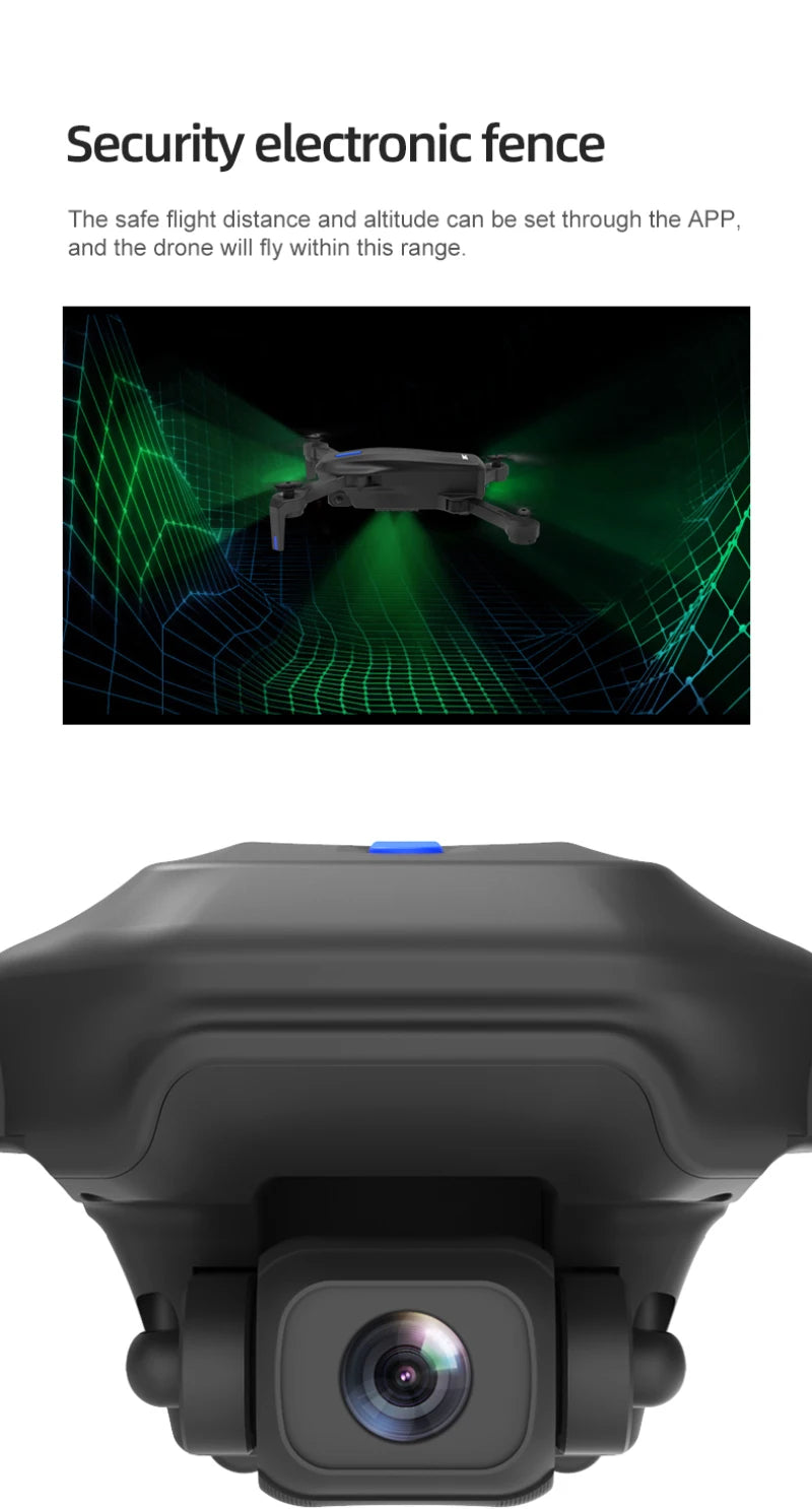 H14 Drone - GPS 4K Dual Camera 2.4G/5G WiFi FPV 75 Degree Electric Adjustment Quadcopter 80m FPV Transmission Waypoint Flight 15 H14 Drone, the safe flight distance and altitude can be set through the app and