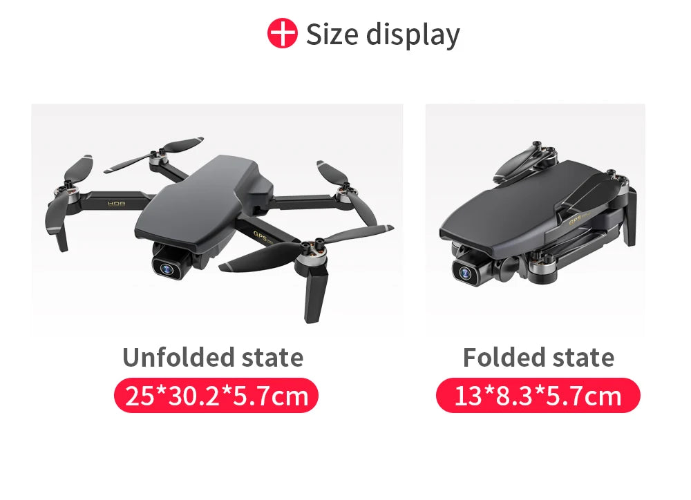 G108 Pro MAx Drone, Size display 13C Unfolded state 25*30.2*5.7cm 13*