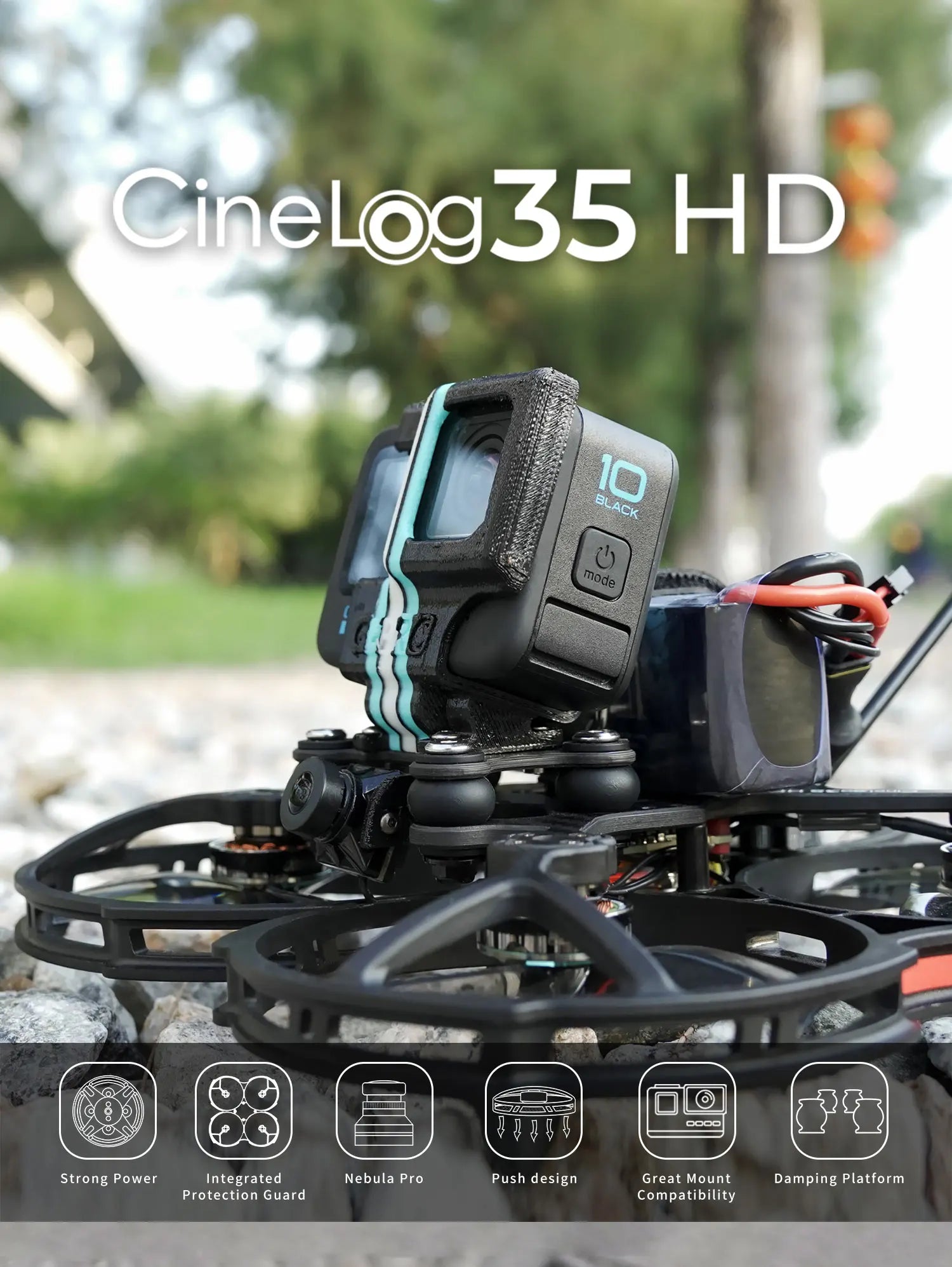 GEPRC CineLog35 FPV Drone, Cinelog35HD OOOO Strong Power Integrated Nebula Pro Push design Great Mount