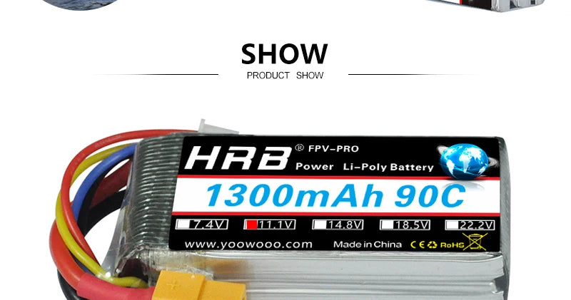 2PCS HRB Lipo Battery, SHOW PRODUCT SHOW @FPV_PRO H3B Power Li-Pol