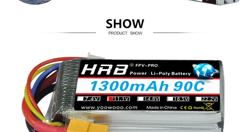 2PCS HRB Lipo Battery 4S 5S 6S - 14.8V 18.5V 22.2V 1300mah 1500mah 1800mah 2200mah 100C 50C XT60 For RC FPV Quadcopter Drone 17 2PCS HRB Lipo Battery, SHOW PRODUCT SHOW @FPV_PRO H3B Power Li-Pol