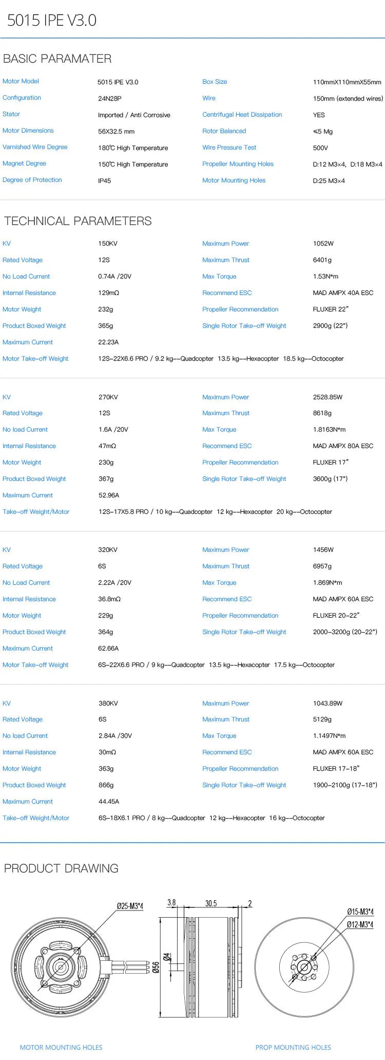 ESC MAD AMPX 40A ESC Motor Weight 232g Propeller Re