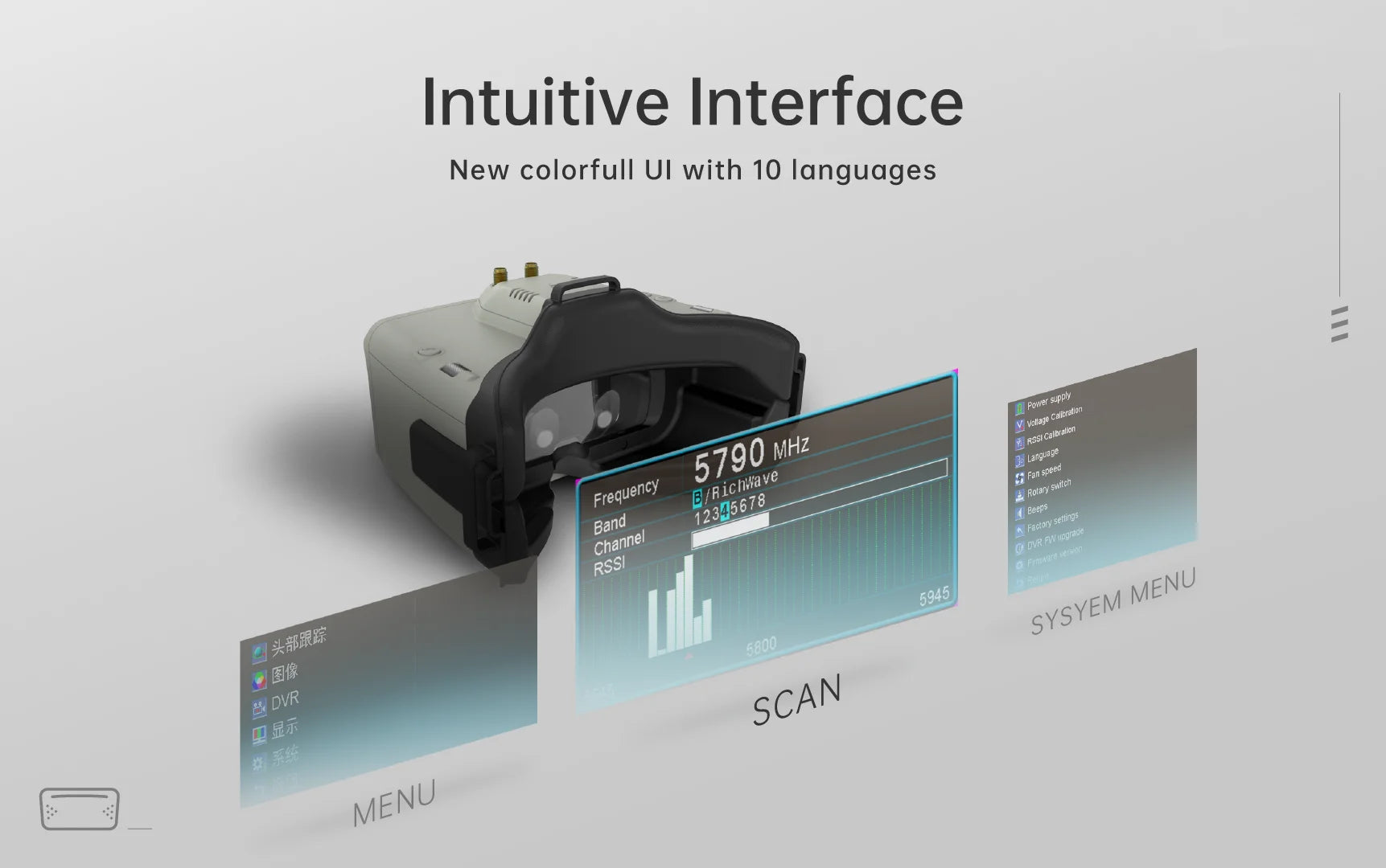 SKYZONE Cobra V2 FPV Goggles - X / SD 800x480 4.3inch 1280x720 4.1inch 5.8G 48CH RapidMix Receiver Head Tracker DVR FPV Glasses FPV Goggles for FPV Drone 12 SKYZONE Cobra V2 FPV Goggle, Intuitive Interface New colorfull Ul with 10 languages supply RssI=