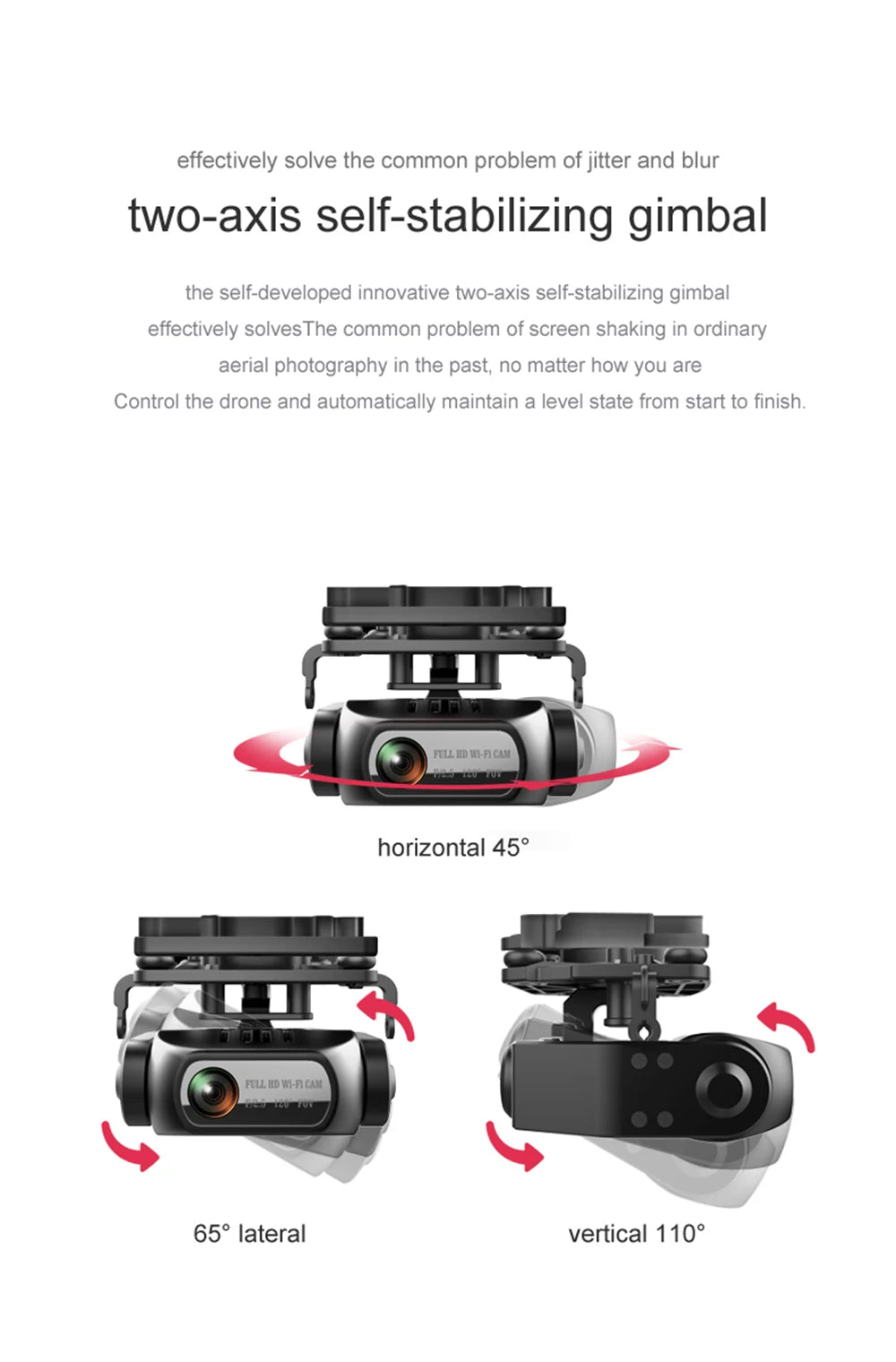 VISUO ZEN K1 PRO Drone, the self-developed innovative two-axis self-stabilizing gimbal effectively solve