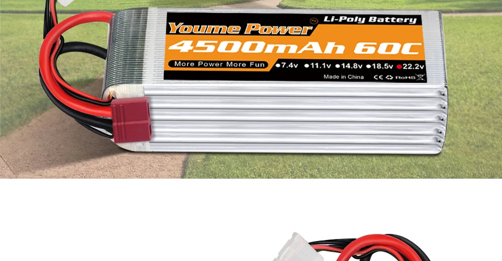 1/2PCS Youme 22.2V 6S Lipo Battery, Youne Power G0 More Power More Fun 07.4v 11.1v 014.8