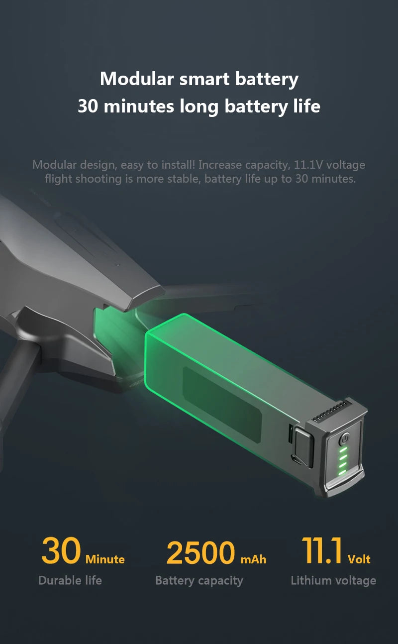 M1 pro drone, 2500 mAh 11.1 Volt Durable life Battery capacity Lithium voltage flight shooting