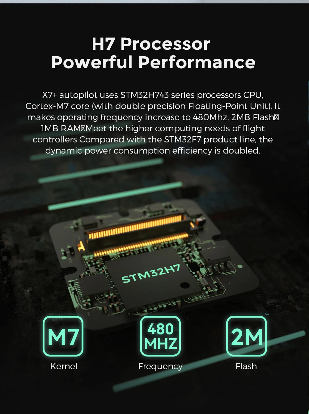 CUAV NEW X7+ PRO Flight Controller, X7+ autopilot uses STM32H743 series processors CPU, Cor