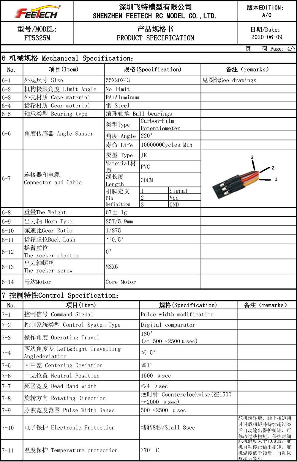 Feetech FT5325, f(Xtn Electronic Protection +o448f/Stall 8