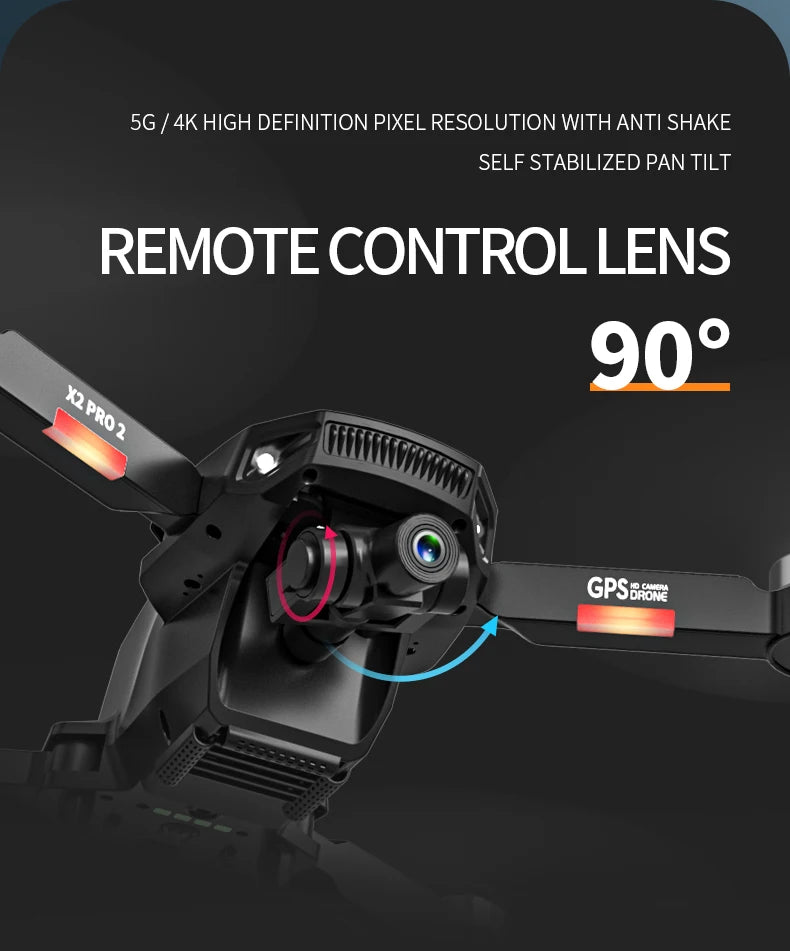 X2 Pro2 GPS Drone, 5G 4K HIGH DEFINITION PIXEL RESOLUTION WITH 