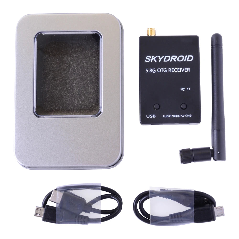 Skydroid UVC Single Control Receiver, Wireless video transmission device with audio output for Android phones via USB and 150 channels.
