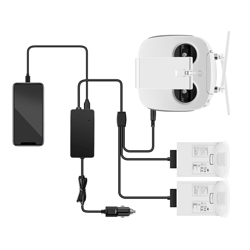 Car Charger for DJI Phantom 4 Pro Advanced Drone Battery Remote Control Vehicle Charger Portable Fast Outdoor Travel Charging 7 3 in 1 car charger for DJI Phantom 4 series RC drone . can charge 2