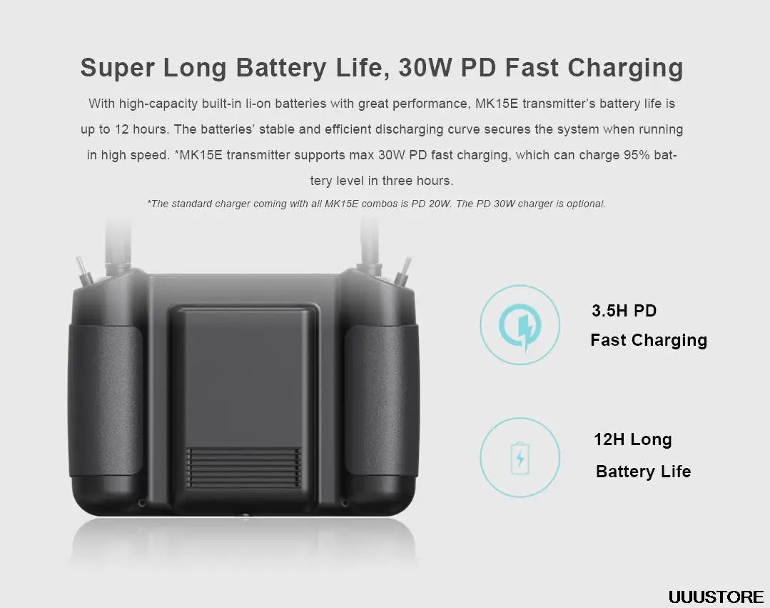 SIYI MK15E Transmitter, high-capacity built-in li-on batteries with great performance, M