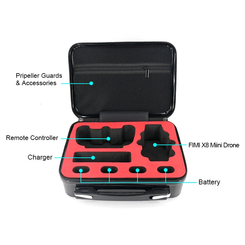 Protable Carrying Case for FIMI x8 Mini Camera Drone - Waterproof Shockproof Storage Bag for X8 Mini RC Drone Accessories 18 Pripeller Guards & Accessories Remote Controller =3 FIMI X8 Mi