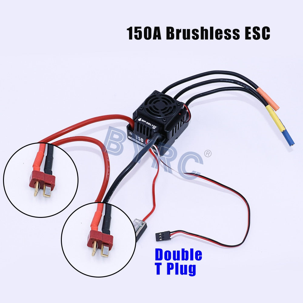 HOBBYWING waterproof 150A WP-8BL 150 RTR Brushless Sensorless ESC, 150A Brushless ESC 3 Double U Plug 4