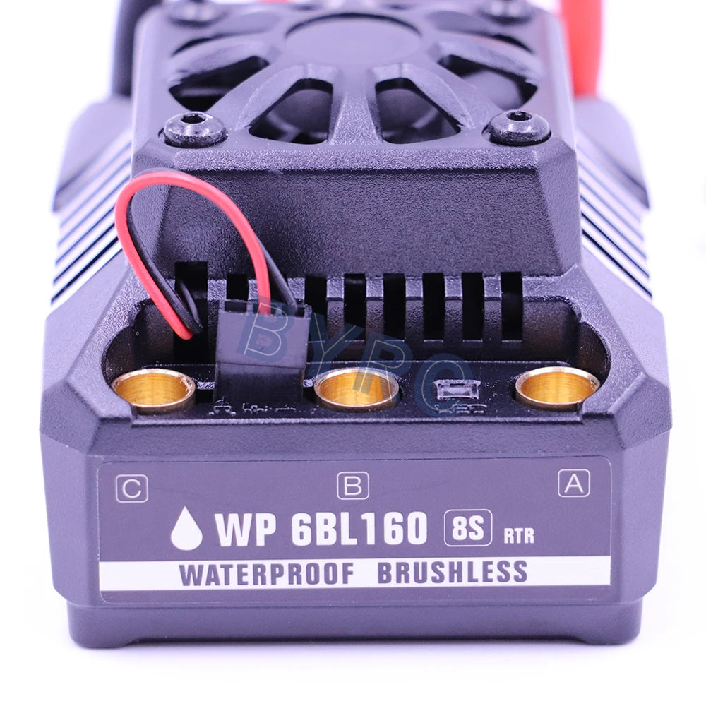 Waterproof ESC for 1/6-1/7 scale RC touring cars, buggies, and trucks with 8S capability and sensorless tech.