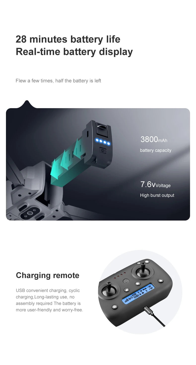 106 Pro GPS Drone - 4K HD Dual Camera Three-Axis Anti-Shake Gimbal 5G WIFI FPV Brushless Motor Foldable Quadcopter Gift Toy Professional Camera Drone 25 106 Pro GPS Drone, 28 minutes battery life Real-time battery display Flew a