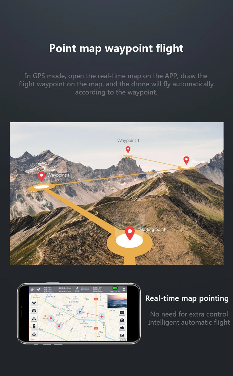 M1 pro drone, open the real-time map on the APP; draw the flight waypoint on the map