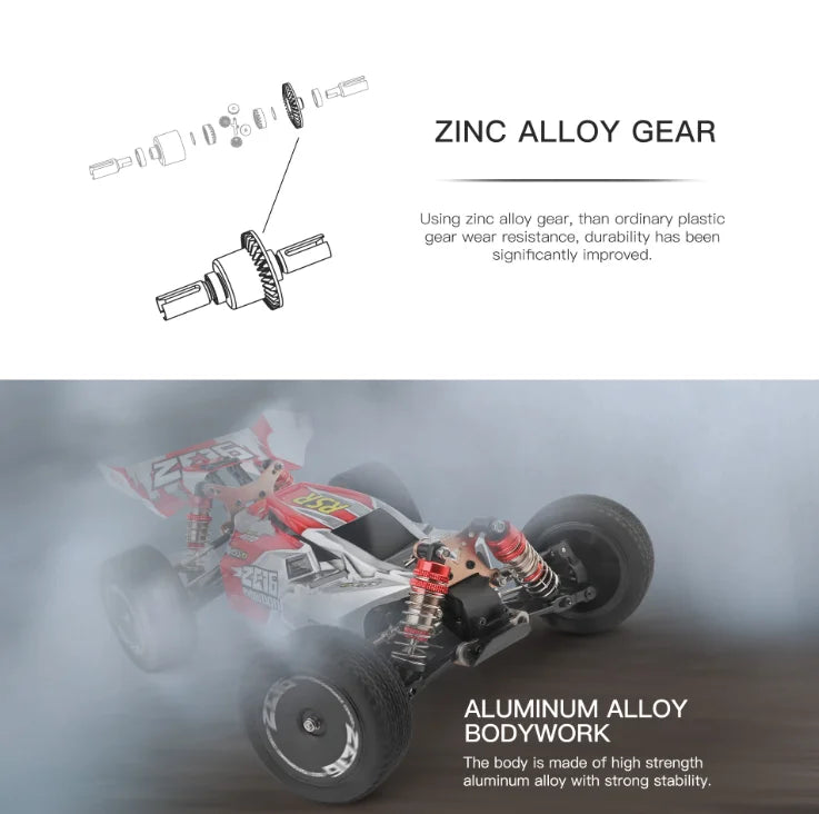 WLtoys 144001 A959B Racing RC Car, Using zinc alloy gear, than ordinary plastic gcar wcar rosistan
