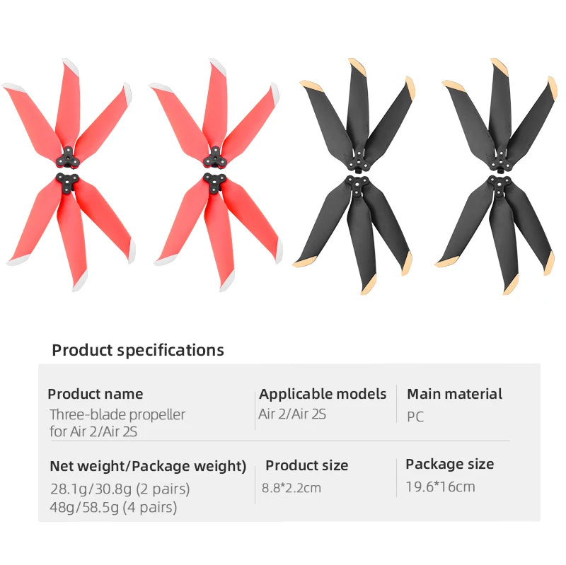 YY Product specifications Applicable models Main material Three-blade propeller Air 