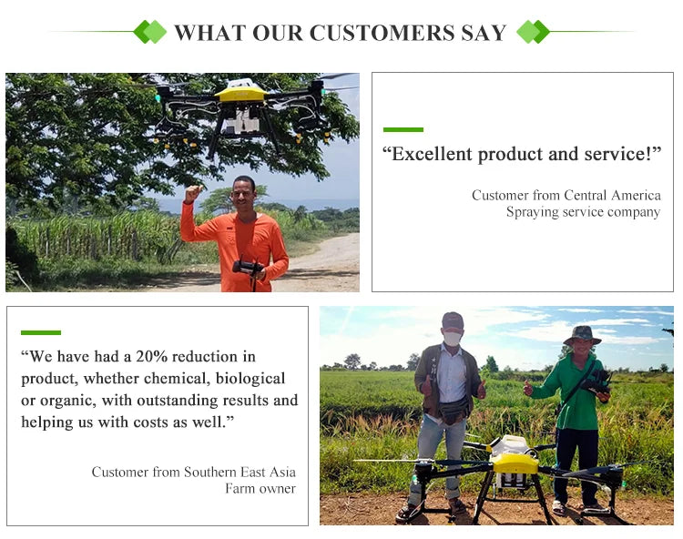 Joyance JT30L-606 30 Liters Agricultural Drone 16 Joyance JT30L-606 30 Liters Agricultural Drone, Customer from Central America Spraying service company We have had a 20% reduction in product; whether