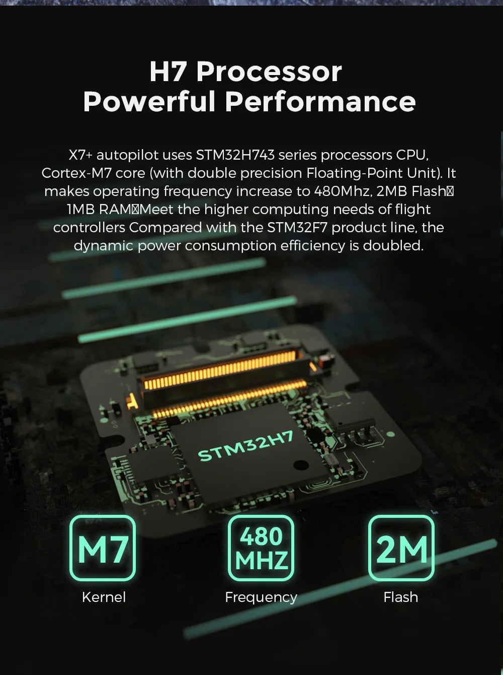 X7+ autopilot uses STM32H743 series processors CPU, Cor