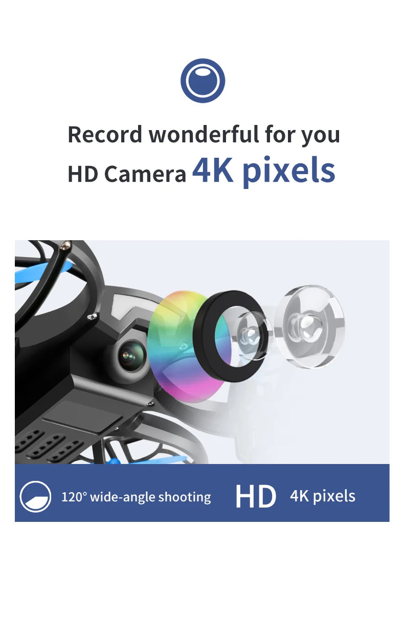 4DRC V8 Mini Drone, record wonderful for you hd camera 4k pixels 120* wide