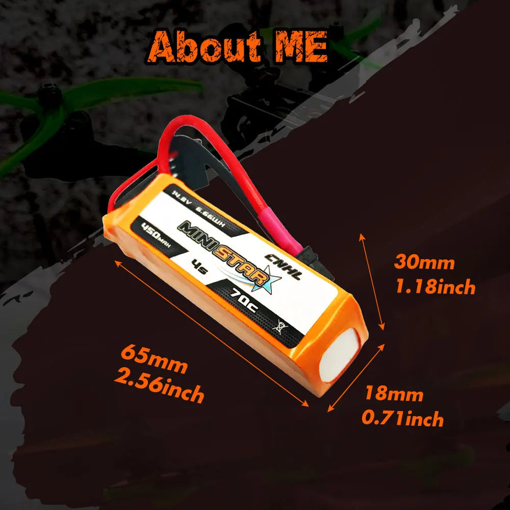 4PCS CNHL Lipo 4S 14.8V Battery for FPV, Abcut ME 6 3Omm 1.18inch 18mm 0.71inch gWh