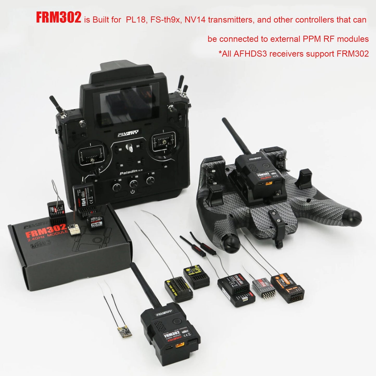 Flysky FRM302 2.4GHz AFHDS 3 Transmitter Module PPM/UART Data Port for Flysky PL18 FS-TH9X NV14 Transmitter RC FPV Racing Drone