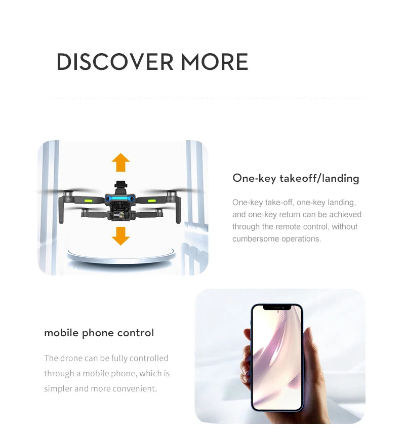 AE3 Pro Max Drone, DISCOVER MORE One-key take-off, one-key landing and one-